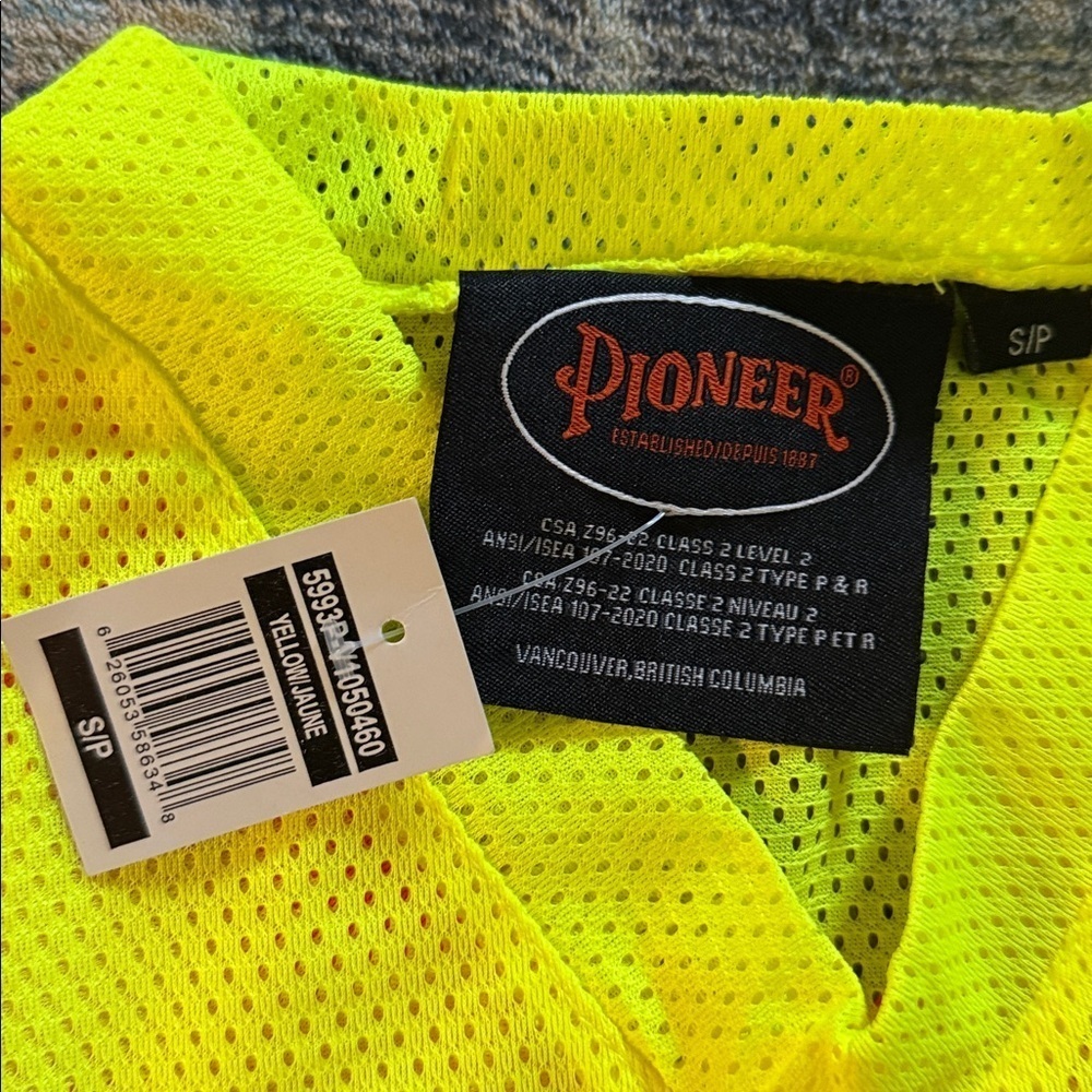 PIONEER CSA Neon Yellow Safety Shirt Orange & Gray reflective Stripes Small - Picture 2 of 5